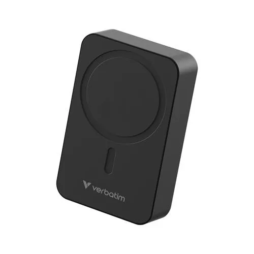 Power bank, külső akkumulátor, mágneses, 20.000mAh, kitámasztó, VERBATIM "Charge n Go Essentials", fekete
