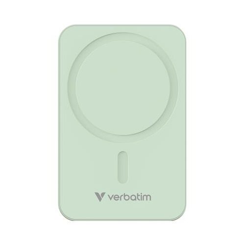 Power bank, külső akkumulátor, mágneses, 20.000mAh, kitámasztó, VERBATIM "Charge n Go Essentials", zöld