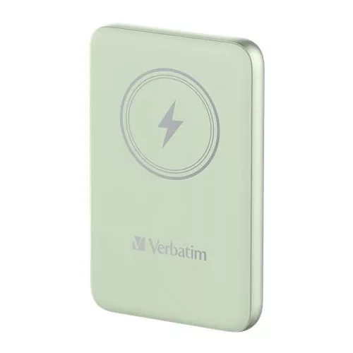 Hordozható akkumulátor, vezeték nélküli töltés, 10000 mAh, VERBATIM "MCP-10, zöld