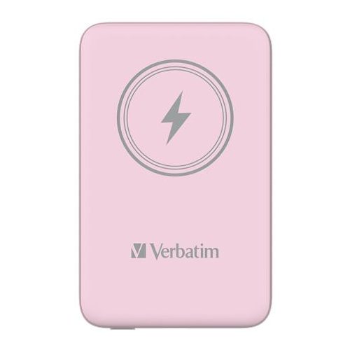 Hordozható akkumulátor, vezeték nélküli töltés, 10000 mAh, VERBATIM "MCP-10, rózsaszín