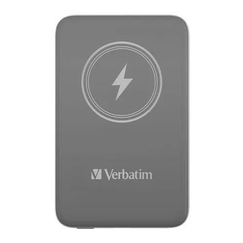 Hordozható akkumulátor, vezeték nélküli töltés, 10000 mAh, VERBATIM "MCP-10, szürke