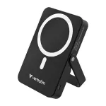 Power bank, külső akkumulátor, mágneses (vezeték nélküli), 10.000mAh, kitámasztó, VERBATIM "Charge n Go", fekete