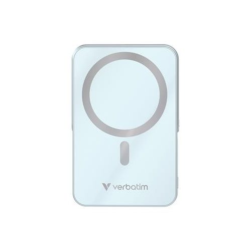 Power bank, külső akkumulátor, mágneses (vezeték nélküli), 10.000mAh, kitámasztó, VERBATIM "Charge n Go", kék