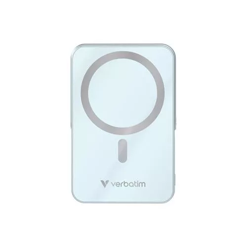 Power bank, külső akkumulátor, mágneses (vezeték nélküli), 10.000mAh, kitámasztó, VERBATIM "Charge n Go", kék