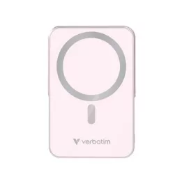   Power bank, külső akkumulátor, mágneses (vezeték nélküli), 10.000mAh, kitámasztó, VERBATIM "Charge n Go", rózsaszín