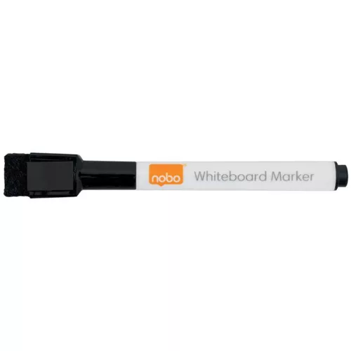 Táblamarker, kúpos hegyű, 2 mm, mágneses kupakkal, NOBO, fekete