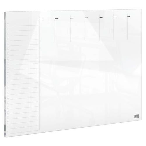 Tervezőtábla, üveg, mágneses felület, heti, 43x56 cm, NOBO "Home", fehér