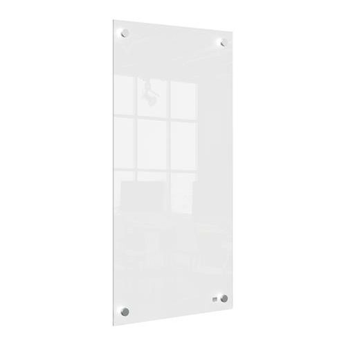 Üzenőtábla, üveg, fali, keskeny, 30x60 cm, NOBO "Home", fehér