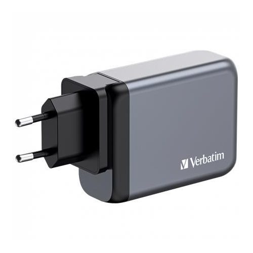 Hálózati töltő, 2xUSB-C PD (100W), USB-C PD (65W), USB-A QC 3.0, EU/UK/US, GaN, VERBATIM