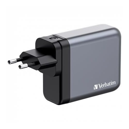 Hálózati töltő, 2xUSB-C PD (140W), USB-C PD (20W), USB-A QC 3.0, EU/UK/US, GaN, VERBATIM