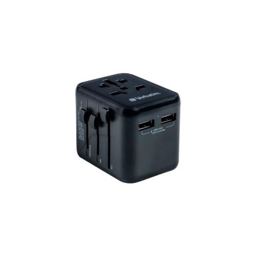 Utazó adapter, univerzális, 2xUSB, VERBATIM "UTA-01"