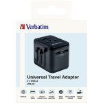 Utazó adapter, univerzális, 2xUSB, VERBATIM "UTA-01"