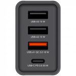 Hálózati töltő, 1xUSB-C PD (20W), USB-A QC 3.0, 2xUSB-A (10W), VERBATIM, fekete
