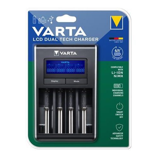 Elemtöltő, AA/AAA/Li-ion akku+USB, akku nélkül, VARTA " LCD Dual Tech"