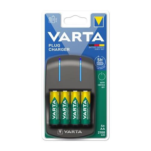 Elemtöltő, AA/AAA, 4x2100 mAh AA, VARTA "Plug"
