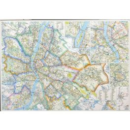   Falitérkép, 100x140 cm, fémléces, Budapest térképe STIEFEL