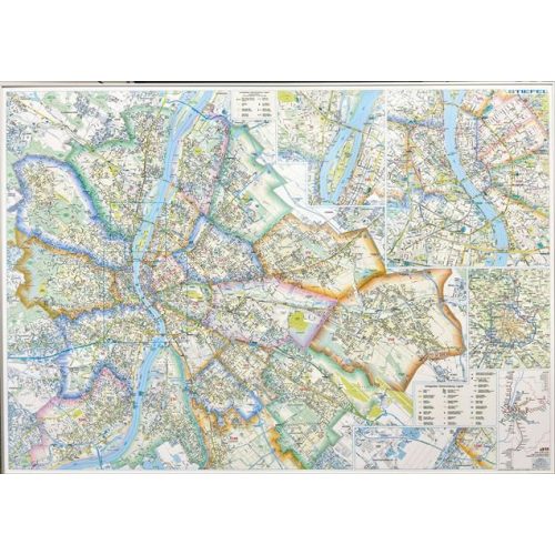 Falitérkép, 100x140 cm, fémléces, Budapest térképe STIEFEL