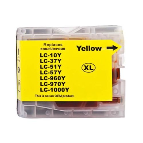 HQ Premium Brother LC1000 LC-1000 LC970 LC-970 Yellow (Y@20 ml) Utángyártott Tintapatron