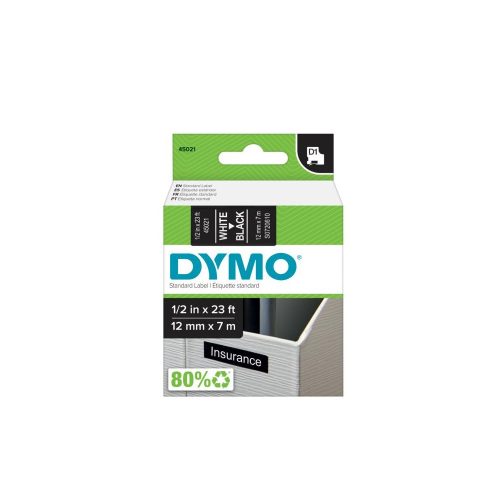 Feliratozógép szalag Dymo D1 S0720610/45021 12mmx7m, ORIGINAL, fehér/fekete