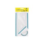 Vonalzókészlet, 30 cm egyenes vonalzó, szögmérő, 45° 13 cm és 60°, 18 cm háromszög vonalzó, 4 db/bliszter Educa