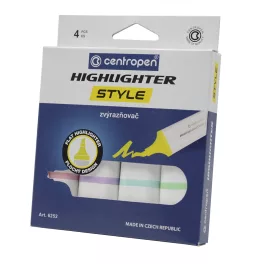   Szövegkiemelő 1-4,6mm, vágott hegyű, Centropen 6252 pasztell, 4 klf. szín