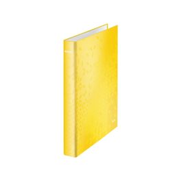   Gyűrűskönyv A4, Maxi 4cm, 2 gyűrű, D alakú, karton Leitz Wow sárga
