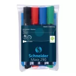 Tábla- és flipchart marker készlet 2-3mm, kerek végű Schneider Maxx 290, 4 klf. szín