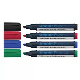   Tábla- és flipchart marker készlet 2-5mm, vágott végű Schneider Maxx 293, 4 klf. szín