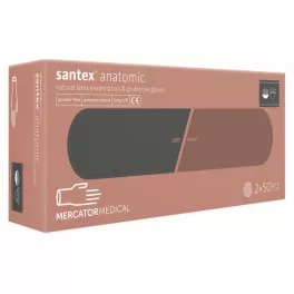  Gumikesztyű latex púdermentes, hosszú szárú M jobb/bal 2x50 db Santex fehér