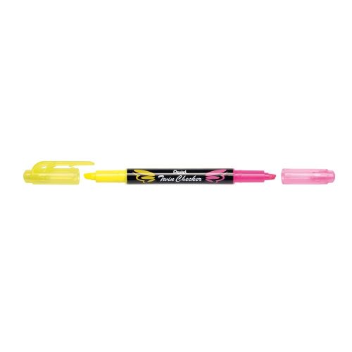 Szövegkiemelő kétvégű 1/3,5mm, vágott hegyű, Pentel sárga/pink