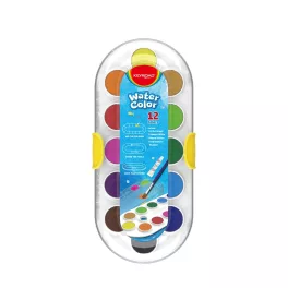   Vízfesték készlet 12 darabos, ecsettel és fehér fedőfestékkel Keyroad vegyes színek