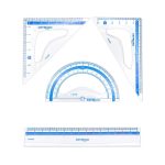 Vonalzókészlet, 15 cm, vonalzó, szögmérő, 45° és 60° háromszög vonalzók 4 db/bliszter Keyroad