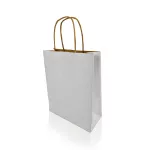 Sodrottfüles papírtáska 185x240mm 80mm talp S méret 250 db/doboz, fehér