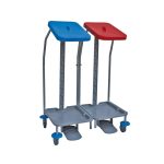 Hulladékgyűjtő kocsi 2 x 70 liter (kék és piros fedél)