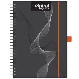   Határidőnapló InSpiral A5 heti fehér lapokkal Fekete-narancs Dayliner 2024.