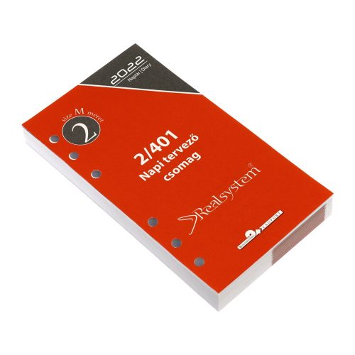 Gyűrűs kalendárium utántöltő csomag 2/401 fehér papíros napi beosztású M mérethez Realsystem