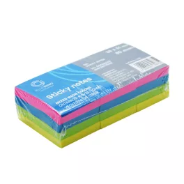   Jegyzettömb öntapadó, 38x51mm, 80lap, 12 tömb/csomag, Bluering® , neon