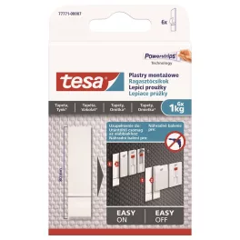   Ragasztócsík utántöltő öntapadós, tapétára vakolatra és festett falra 1 kg teherbírású 6 darab/bliszter Tesa Powerstrips