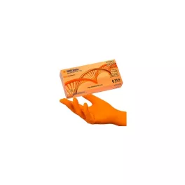   Gumikesztyű nitril/neoprén púdermentes munkavédelmi M 90db/doboz SHIELDskin narancs