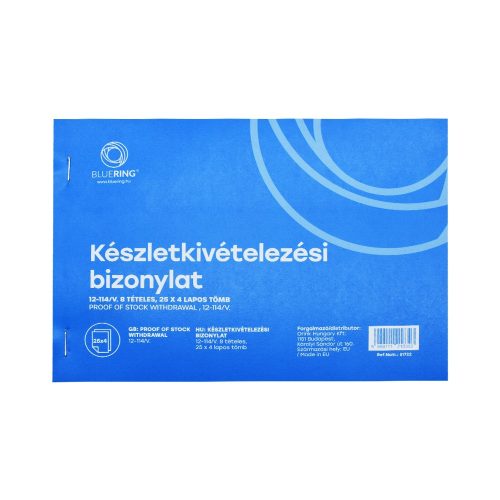 Készletkivételezési bizonylat 25x4 12-114/V. 8 tételes