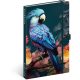 Keménytáblás notesz vonalas krémszínű lapokkal leszorító gumiszalaggal Parrot 130x210mm, Presco