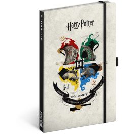   Keménytáblás notesz vonalas krémszínű lapokkal leszorító gumiszalaggal Harry Potter 130x210mm, Presco
