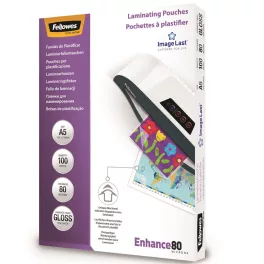   Lamináló fólia, A5, 80 mikron, fényes, 100 db/doboz, Fellowes®