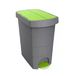   Szemetes kuka pedálos műanyag 60 literes Pelikán Slim eco fém színű zöld tetővel
