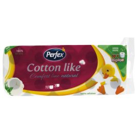   Toalettpapír 3 rétegű kistekercses 100% cellulóz 10 tekercs/csomag Cotton Like Comfort Line Natural Boni Perfex fehér