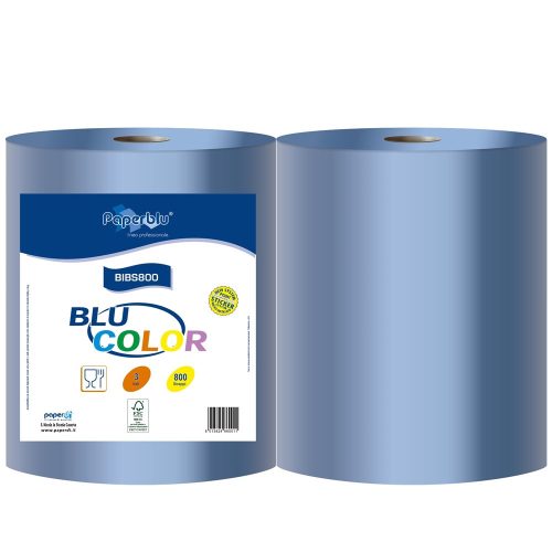 Kéztörlő 3 rétegű tekercses átmérő: 26 cm 100% cellulóz 2 tekercs/csomag BLU COLOR  Paperdi_BIBS800 kék