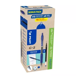   Zseléstoll 0,7mm, nyomógombos Pilot G-2, 12 toll +12 betét, írásszín kék