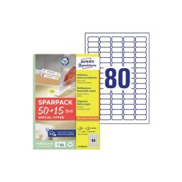  Etikett címke, 35,6x16,9mm, univerzális, 65 lap, 80 címke/lap Avery, fehér