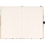 Keménytáblás notesz vonalas krémszínű lapokkal leszorító gumiszalaggal Prague 130x210mm, Presco