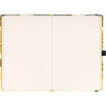 Keménytáblás notesz pontozott vonalozással krémszínű lapokkal leszorító gumiszalaggal Feather 130x210mm, Presco